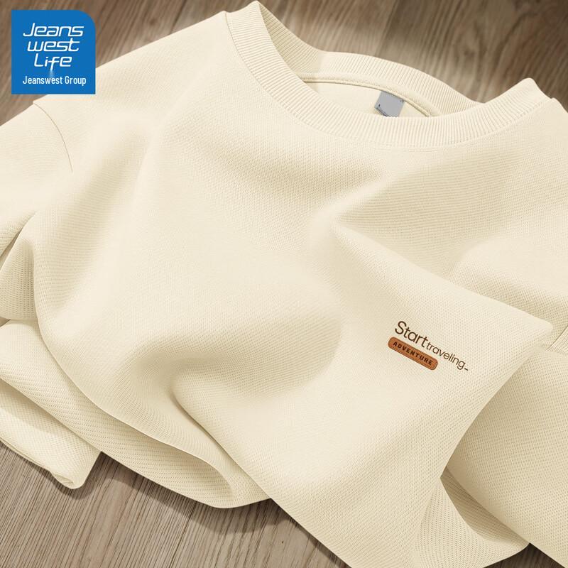 JEANSWEST LIFE Men's Letter Print Crew Neck Sweatshirt