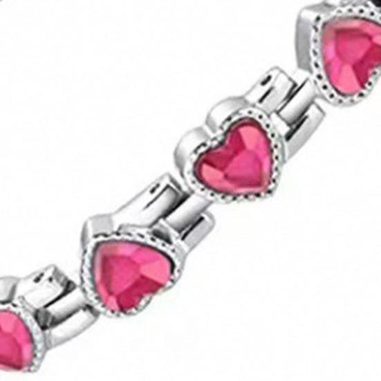 Bracelet Sparkling Cubic Zirconia Heart Shape Women Bracelet Lightweight Magnetic Therapy Bracelet with Secure Clasp