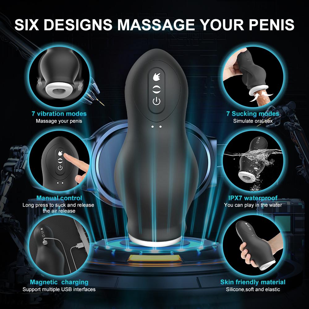 Masturbator For Men Automatic Sucking Male Machine Oral Vaginal Penis Vibrator Sex Toy For Men Masturbation Cup Blowjobs Machine