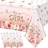 3 Pack Floral Baby Shower Tablecloth Decorations, It's a Girl Baby Shower Decorations, Pink Flower Gender Reveal Decorations for Girl, Plastic