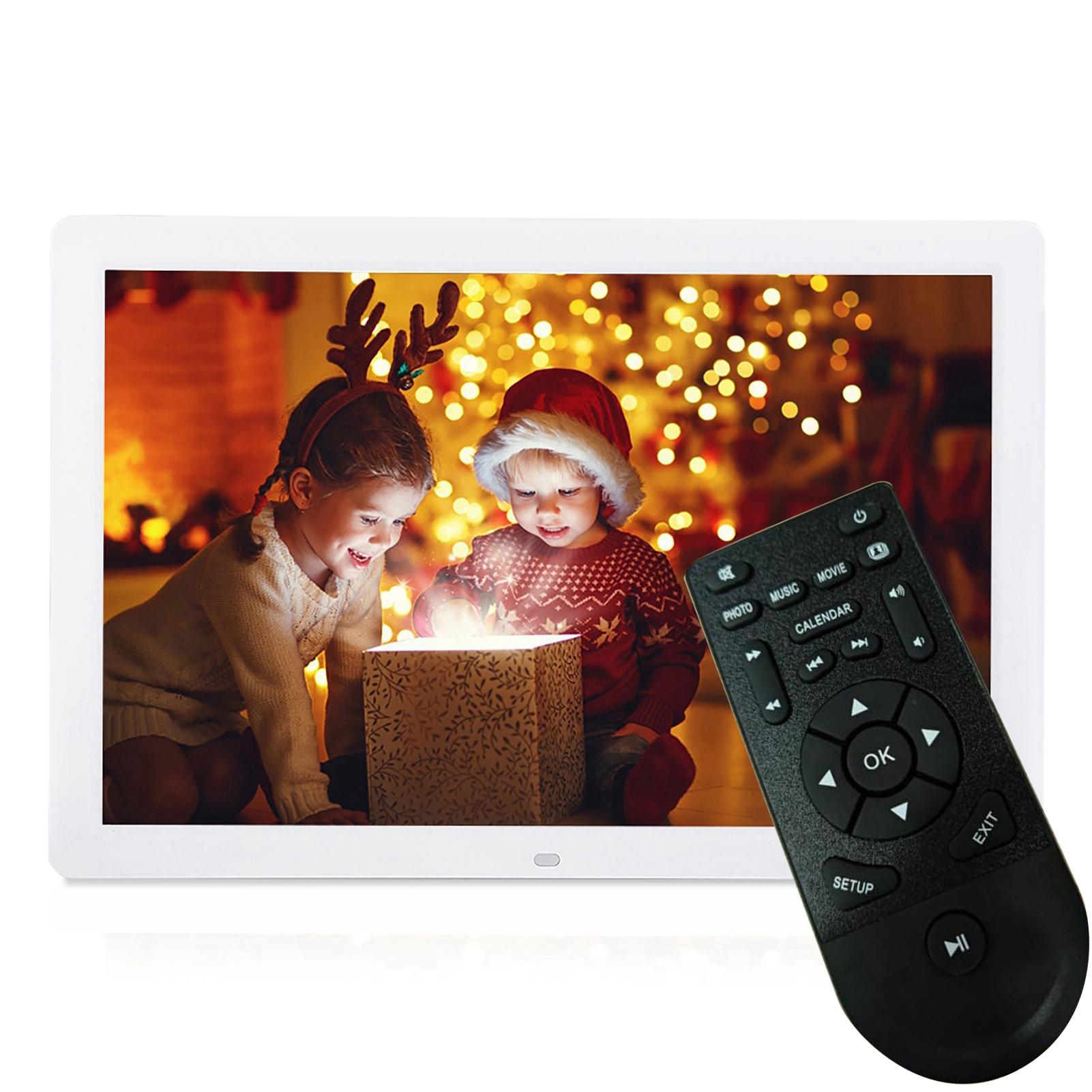 

17-дюймовая цифровая фоторамка 1440*900HD с будильником и плеером, альбомом, пультом дистанционного управления, черная EU Plug белый