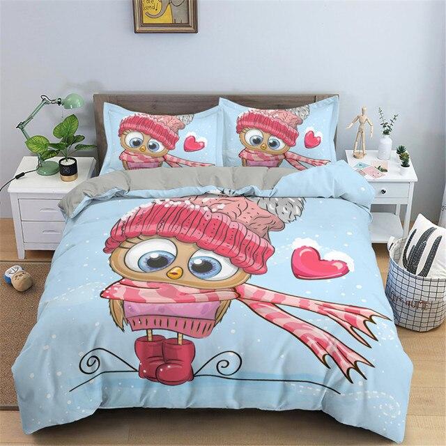 Cartoon Pink Owl Bedding Set Girl Twin King Size Animal Printed Comforter Duvet Cover Home Kids Single Bed 2 3pcs Bedclothes At Affordable S Free Real Reviews With Cartoon Pink Owl Bedding Set Girl, King Size Owl Bedding Set