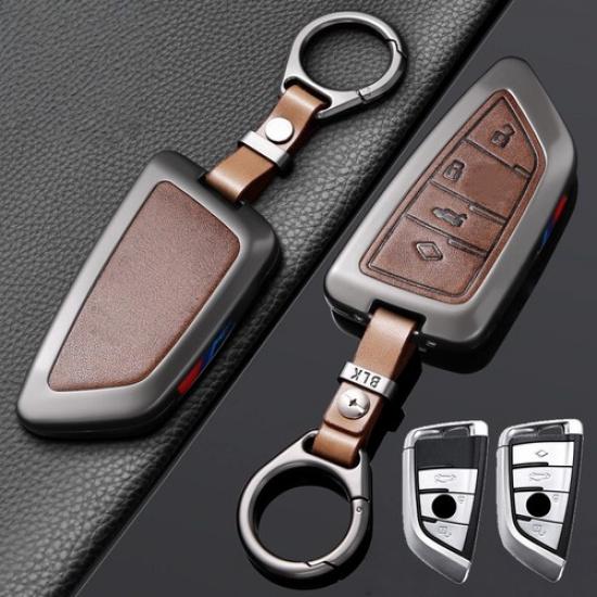 Zinc Alloy Leather Car Key Case Cover For BMW X5M X6 2 3 6 7 F15 X2 X5 X7 X3 X4