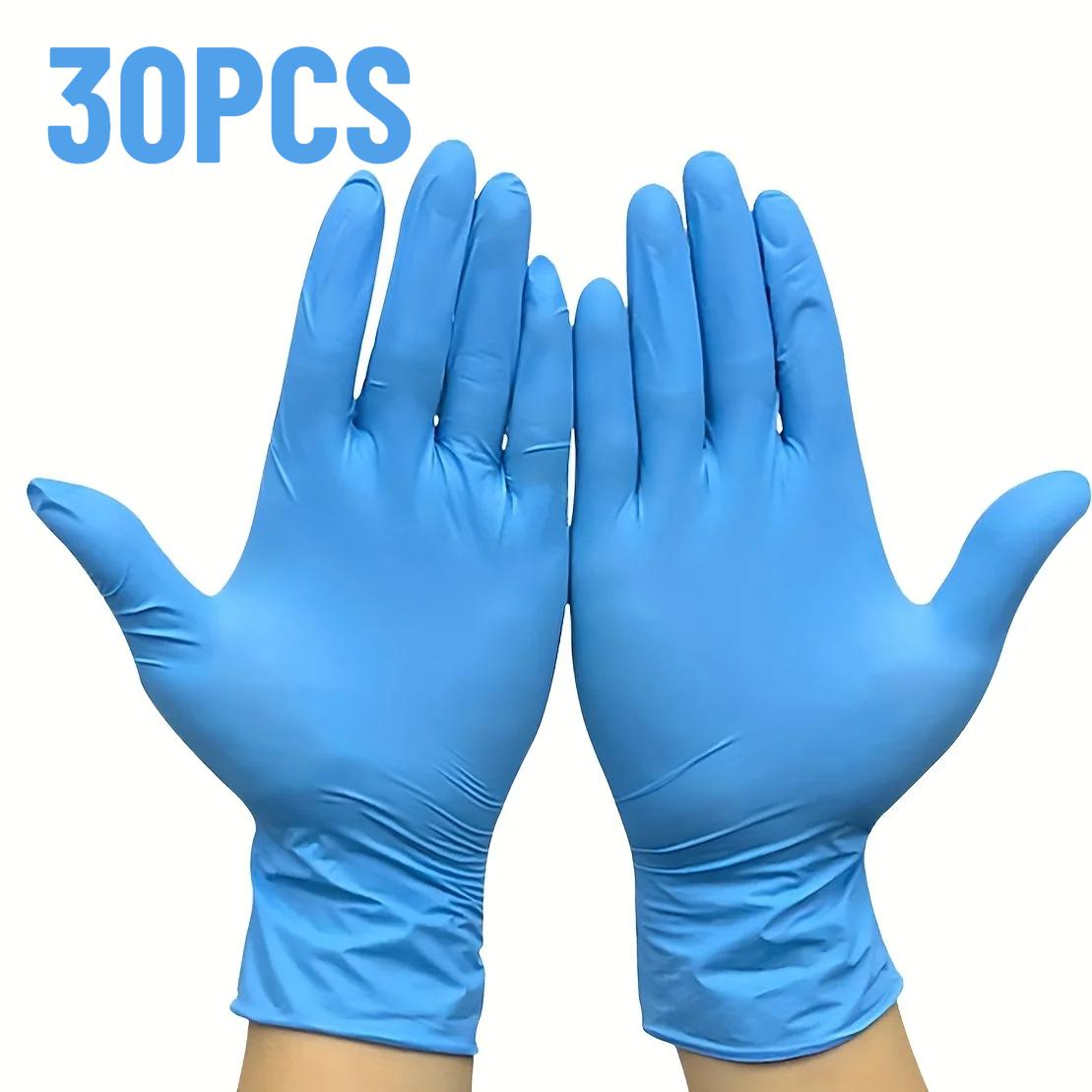 

30/50/100PCS Blue Nitrile Gloves Disposable Cleaning Gloves Dishwashing Hairdressing Pet Bathing Kitchen Bathroom Cleaning Tool S