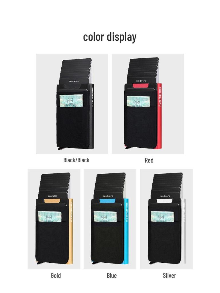 Portcard Metalic Ultra-Subțire Anti-Furt - Design Minimalist Pop-Up pentru Bărbați și Femei, Capacitate Mare, Anti-Magnetic, Trendy