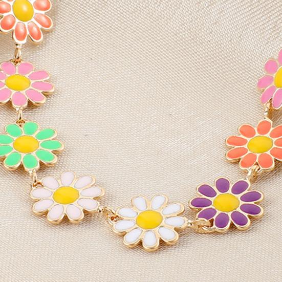 Colier pentru femei cu picurare de ulei Flori colorate boeme drăguț prelungit cadou reglabil Colier hipoalergenic cu farmec