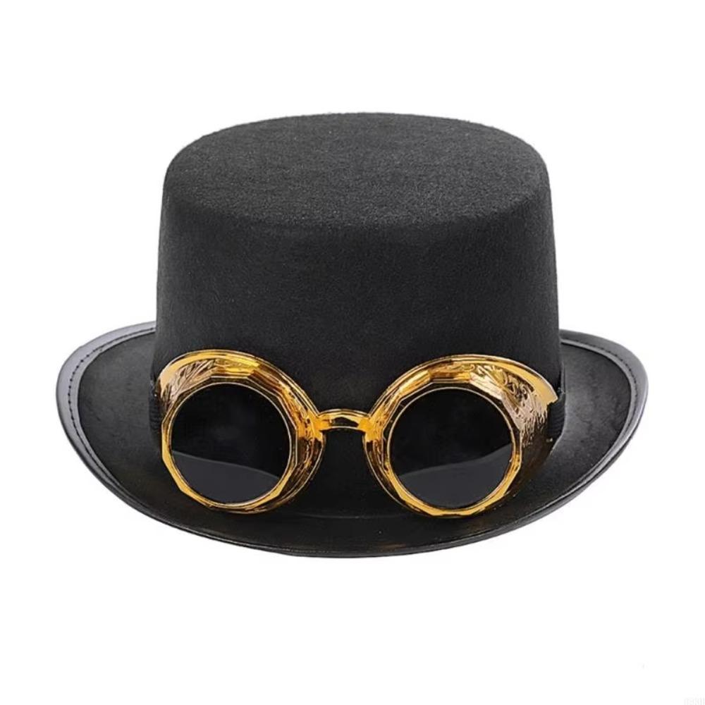 Magician Hat Steampunk Men Hat With Eyeglasses Cosplay Jazz Hat Retro Gothic Hat Men Women Unisex