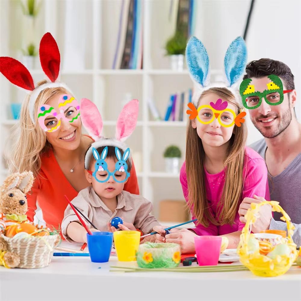 6/12ks Sada Velikonoční téma Velikonoční brýle Čelenky Plyšové králičí uši Pokrývka hlavy Maškarní