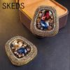 SKEDS Chic Shirt Collar Bow Crystal Brooch Exquisite Vintage Women's Corsage Evening Dress Pin High-End Accessory