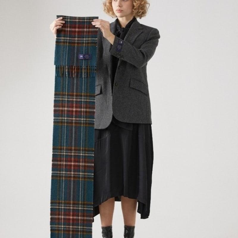 ABRAHAM MOON Merino Wool Muffler 25cm - Oatly Peacock