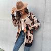 Casual Trend Versatile Autumn Women's Long Leopard Print Cardigan Knitted Sweater Jacket Women