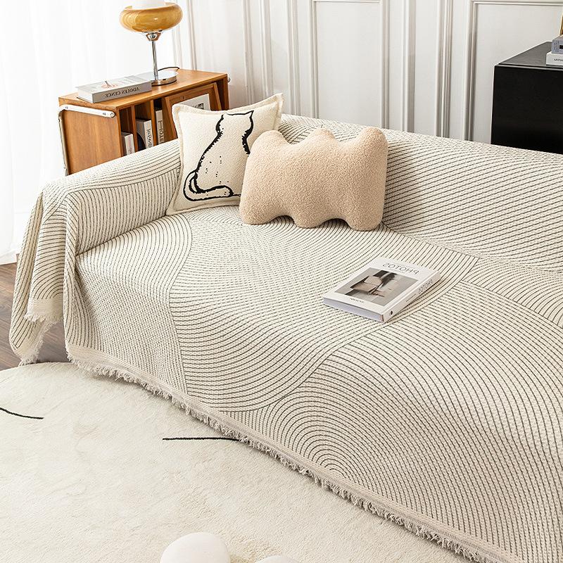 Cotton Thread Sofa Cover Cloth Towel for All Seasons, Universal Anti Slip All Inclusive, Universal Sofa Cover, New Anti Cat Scratch Cloth Pad