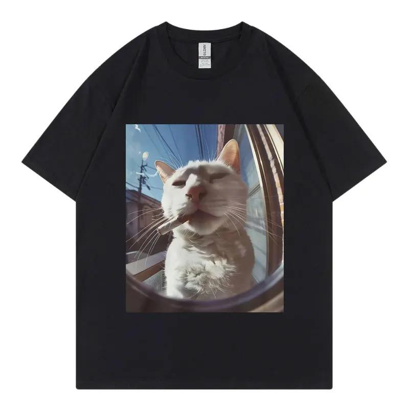 Cool Cat Fashion Casual Short Sleeve Streetwear Apparel Unisex Harajuku Y2K Fashion Casual Loose Cotton Summer New TShirt
