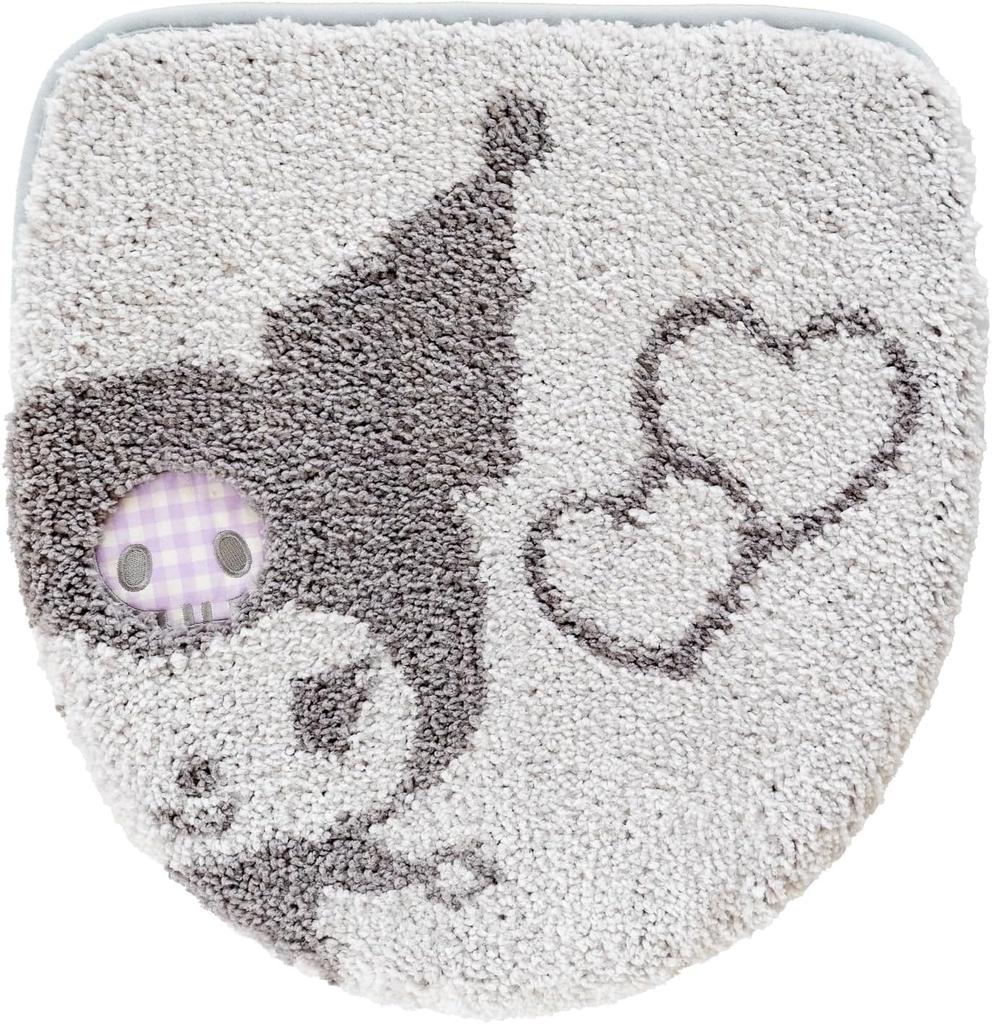 OKA Sanrio Characters Scrunchie Toilet Mat, Approx. 55cm X 60cm, 3-Piece Set, Includes Paper Holder Cover and Lid Cover, Gray (Kuromi) (Hello Kitty Cu