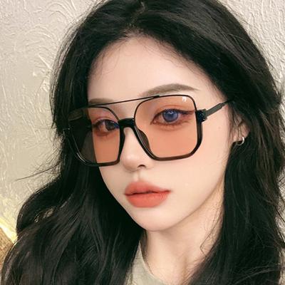 Korean Fashion Women Sunglasses Double Bridge Semi-rimless Sun Glasses Male UV400 Protection Cool Sunglasses