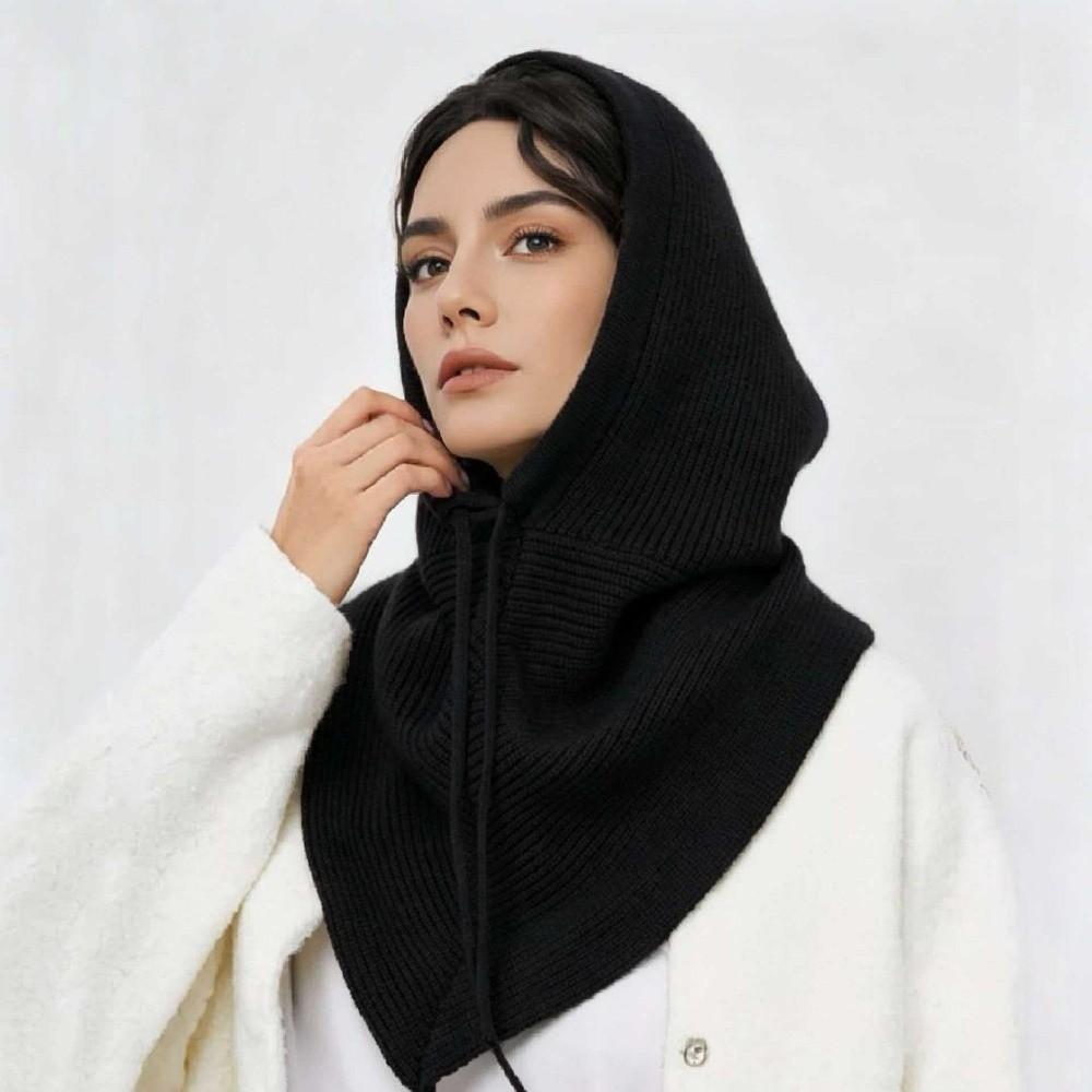 Cappelli con Cappuccio a Maglia Monocolore Antivento Berretti per Ragazze Cappello Invernale Balaclava Cappello Sciarpa per Donne