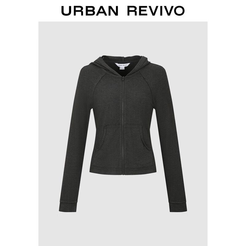 UR Women s Casual Hooded Zipper Jacket S хизер серый