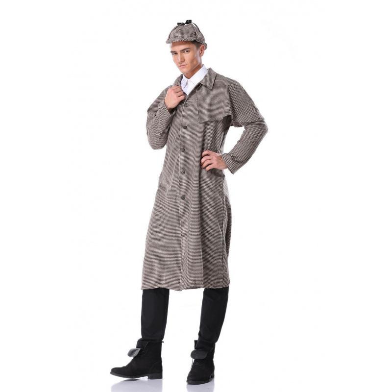 Halloween Costume New Adult Male Sherlock Holmes Costume Detective Watch Costume