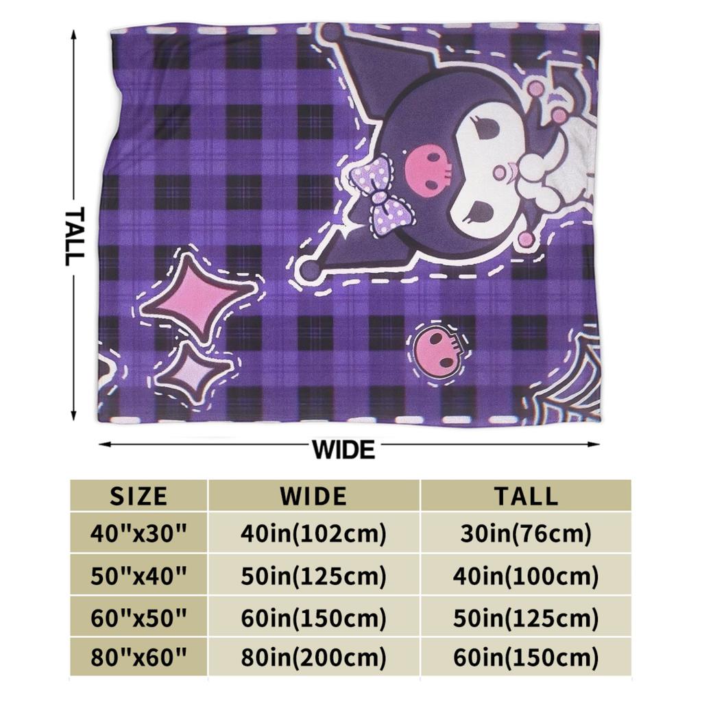 Kuromi Halloween Plaid Blankets Fleece Summer Portable Super Warm Throw Blanket for Home Bedroom Rug Piece