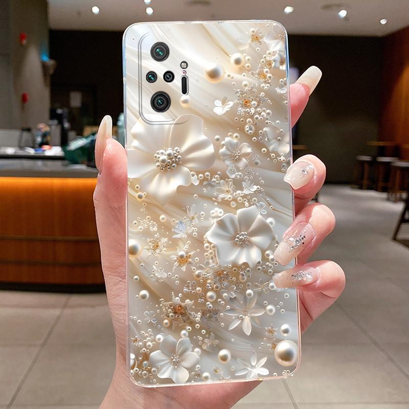 For Xiaomi Redmi Note 10 Pro / Note10 / Note 10S / Poco M5S Case Clear Luxury Butterfly Flower Transparent Soft TPU Phone Cover