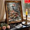 Christmas Crow Book Pearl Bead Painting Kit with Frame Shiny Canvas Art Creative Craft Home Decoration Gift and Winter Holiday Decor