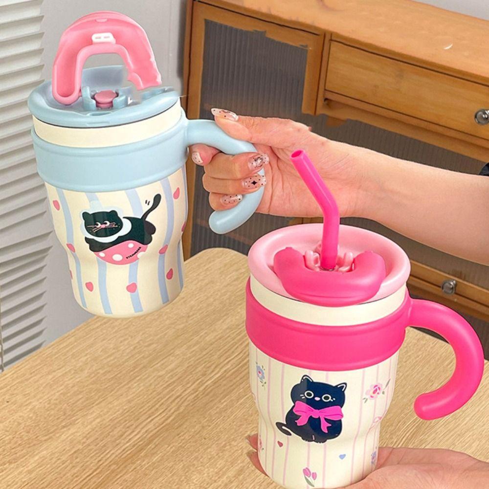 Stainless Steel Cat Thermos Cup Portable Coffee Mug Fashion Insulation Cup  Office