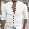 Men's Multi-buttons Shirts Cotton Linen Hawaiian Beach Shirt Long Sleeves Stand Collar Lightweight Breathable Men's Shirt