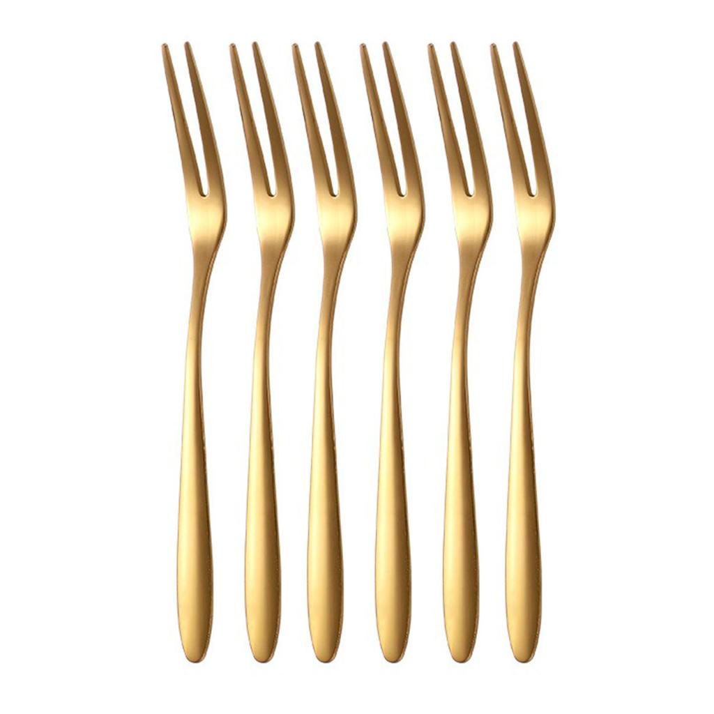 6Pcs Stainless Steel Fruit Forks Mini Food Pick Cake Desserts Sushi Snack  For Picking Up Fruits Snacks Desserts