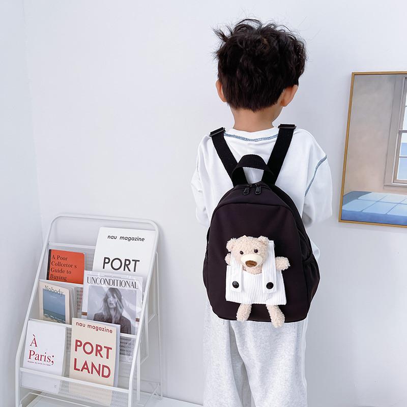 Kids School Bag With Adorable Bear Pendant And Lightweight Nylon Interior For Young Children