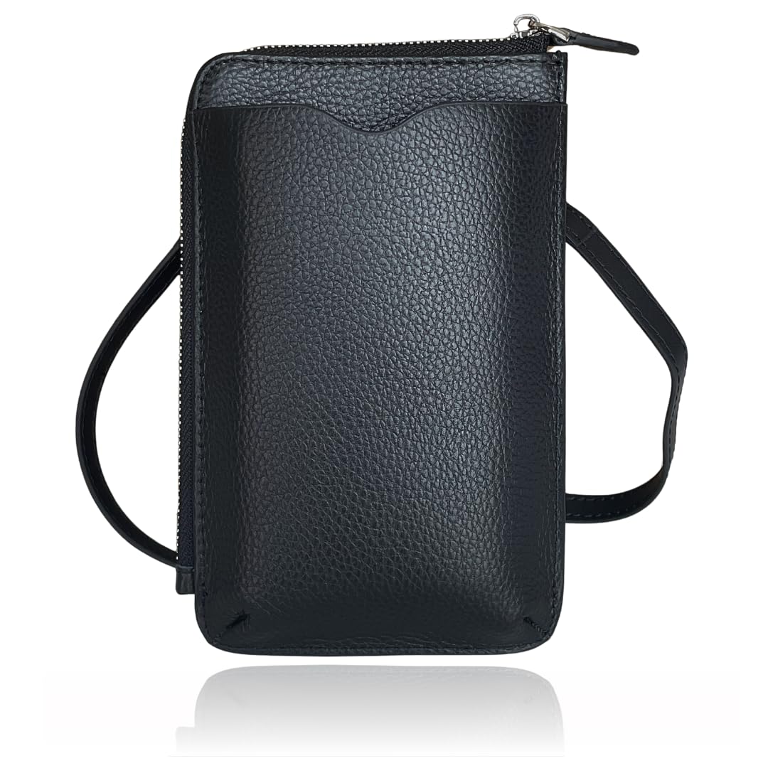 

Genuine Leather Smartphone Pouch Shoulder Bag for Promx Smartphone Shoulder Wallet Large Cell Phone Pouch [VIVEL] Women, Crossbody, Lightweight, чорний