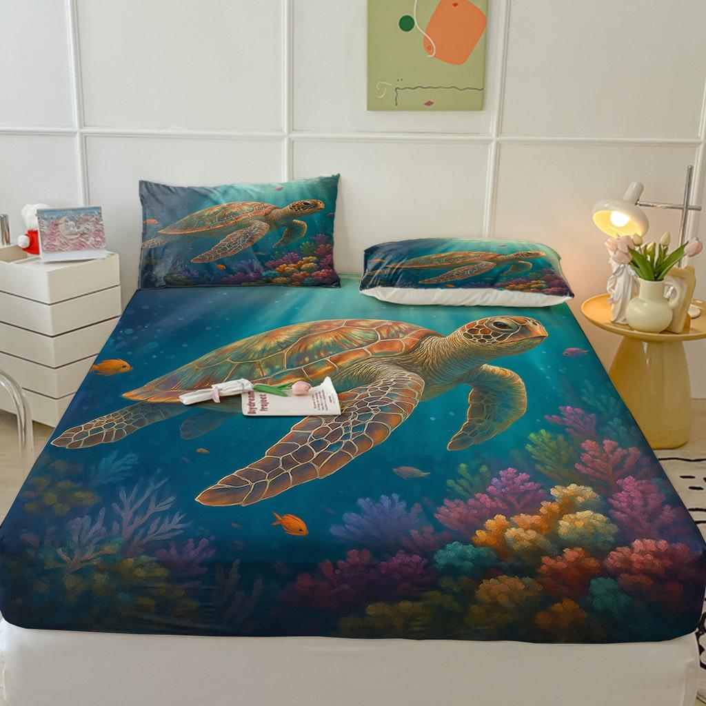 Modèle de matelas Cartoon Two, Housse de protection de matelas, Ensemble trois pièces de housse de protection, Impression numérique