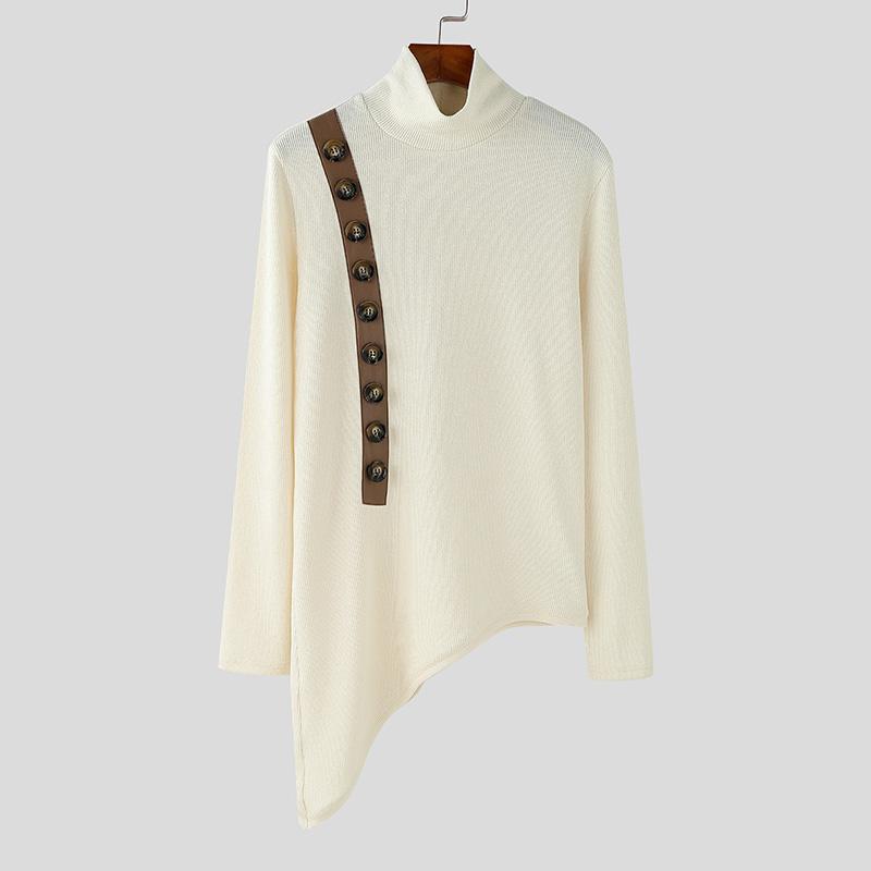 

INCERUN Мужские однотонные нерегулярные повседневные вязаные свитера с отложным воротником 5XL бежевый