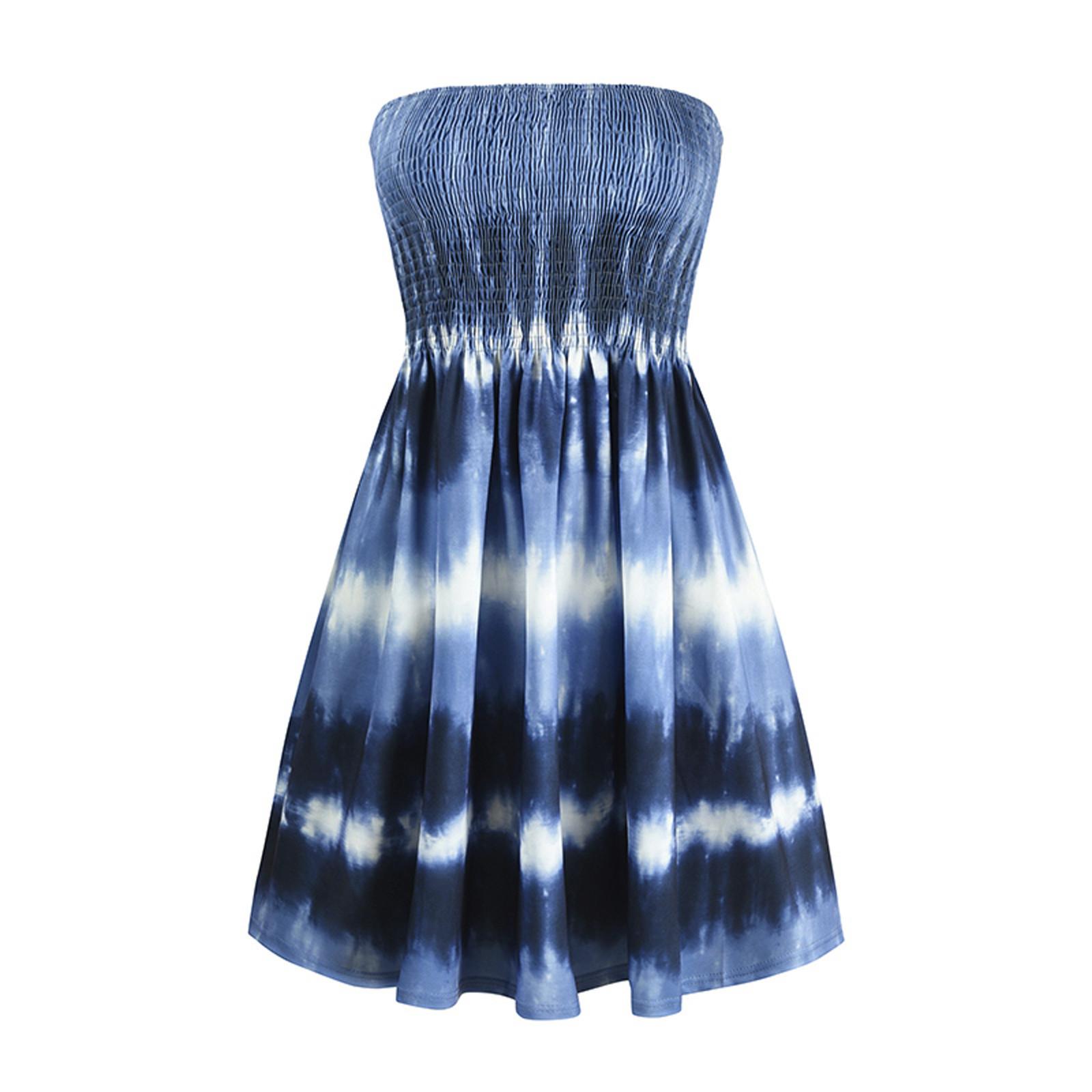 

Женское сексуальное модное платье трапециевидной формы без рукавов без бретелек длиной до колена XXXL тёмно-синий