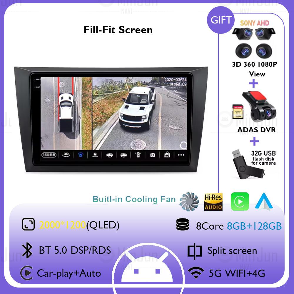 9" Android 14 Car Radio For Volkswagen VW Golf 6 MK6 GTI 2008-2016 Wireless Carplay Auto Radio Car Multimedia 4G DSP No 2 Din