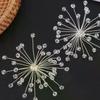 1Pair Handmade Beaded Crystal Glass Snowflake Earrings Wedding Dress Exaggerated Ear Studs Bridal Jewelry Fashionable Jewelry