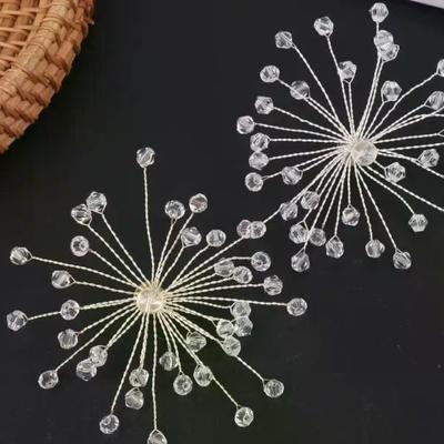 1Pair Handmade Beaded Crystal Glass Snowflake Earrings Wedding Dress Exaggerated Ear Studs Bridal Jewelry Fashionable Jewelry