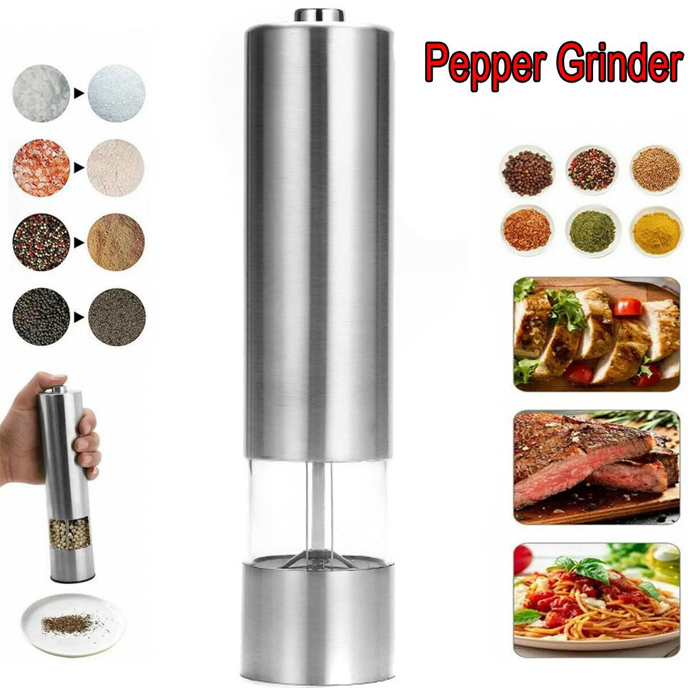 Electric Salt and Pepper Grinder Mill Stainless Steel Pepper Spices Mill Cutter Kitchen Seasoning Tools Accessories for Cooking