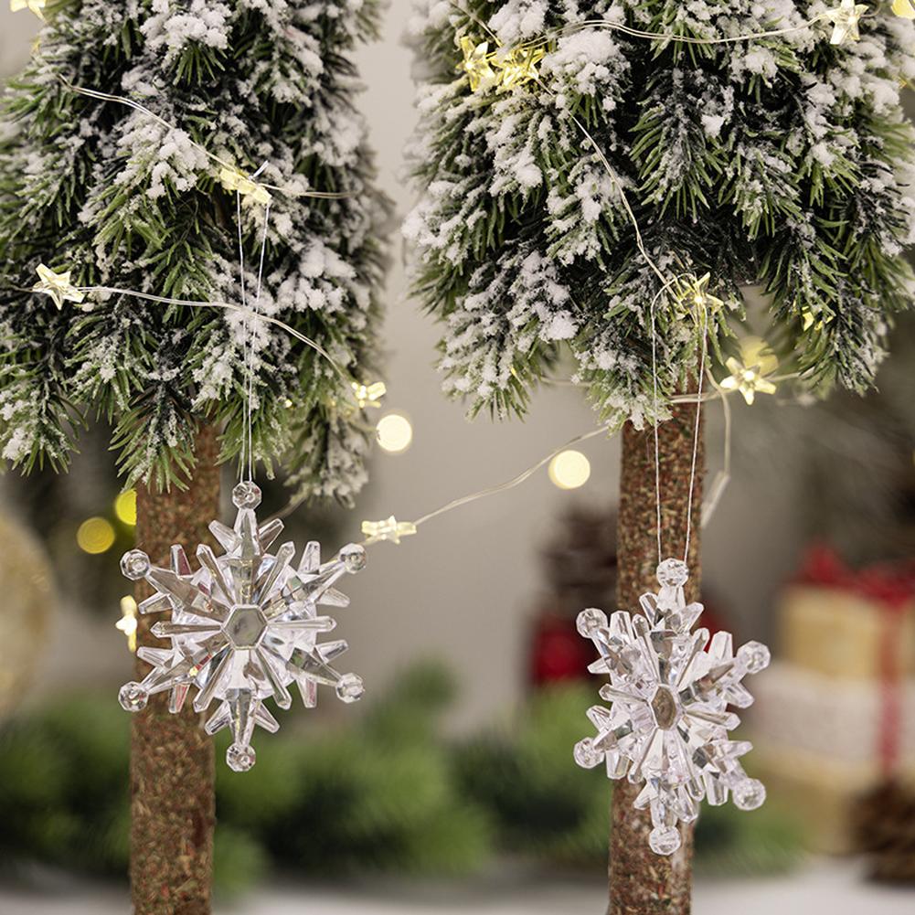 6pcs Acrylic Snowflake Pendant For Christmas Tree Decoration Transparent Snowflake Pendant Hanging Ornament For New Year Home Party