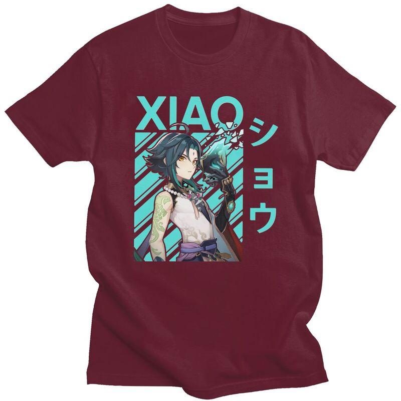 T-shirt Classiche Personalizzate Xiao Genshin Impact Manga Uomo Manica Corta Streetwear T-shirt 100% Cotone T-shirt Oversize Merch