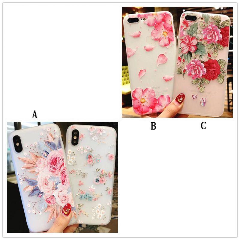 For 8 Iphone 6s 7 Plus Soft Rubber Shockproof Case Flower Transparent Slim Cover