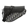 Dior Adjustable Shoulder Strap Magnetic Buckle Flap Closure Cotton Saddle Bag Mini Women Shoulder Bag Beige Black 2ADCA543YKS-H27E