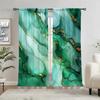 2pcs Green Marble Watercolor Pattern Printed Curtain for Home Decor - Rod Pocket Window Treatment for Bedroom   Office   Kitchen