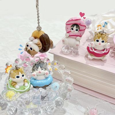 Mofusand Actionfiguren-Set Tierische Kopfbedeckungen Niedliche PVC-Blindbox Donut-Stil Anhänger Tasche Schlüsselanhänger Dekoration Spielzeug Überraschungsgeschenke