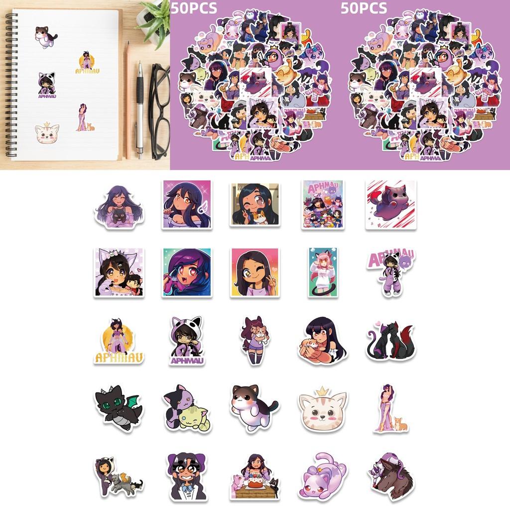 50 Stück wasserfeste Cartoon-Aphmau-Graffiti-Aufkleber zur Notizbuchdekoration