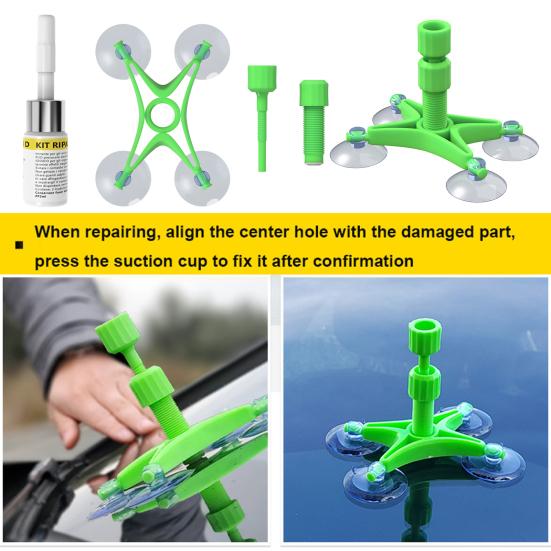 Windshield Repair Kit for Chips And Cracks Easy to Use Scratch Repair Tool with Advanced Resin Fills Cracks Up to 12 Inches Prevents Spread Glass