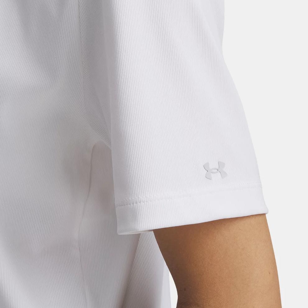 Under Armour Boxy Drive Comfortable Stylish Minimalist Short Sleeve Polo Women Tops White 1389586-100