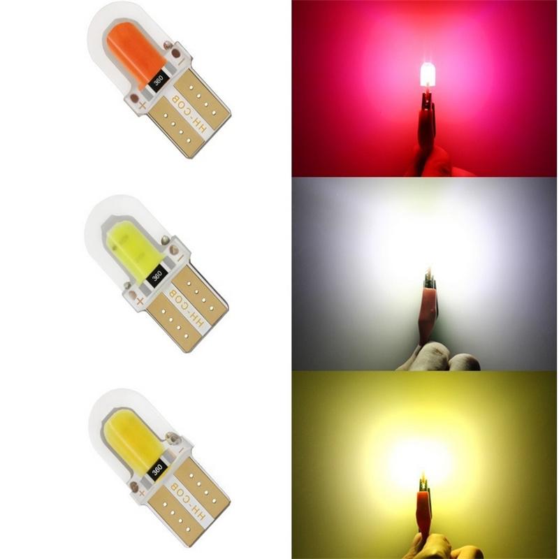 10KS LED W5W T10 COB 4SMD LED Parkovací žárovka Auto Klínová obrysová lampa Canbus Silika Jasně bílá Žárovky osvětlení SPZ
