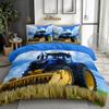 Children's Duvet Cover Set,Cartoon Print Bedding Set,Geometric Vehicles Tractor Duvet Cover with Pillowcase for Boys and Girls