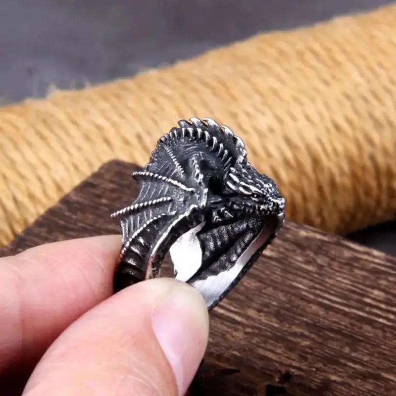 A huge dragon ring with Viking style Men s fashion jewelry as a gift