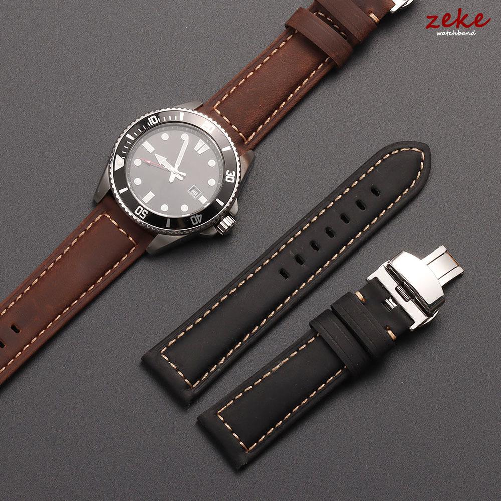 Genuine Calfskin Leather Watchband 20mm 22mm 24mm Butterfly Buckle Bracelet for Omega Business Watch Band for Seiko Brown Straps